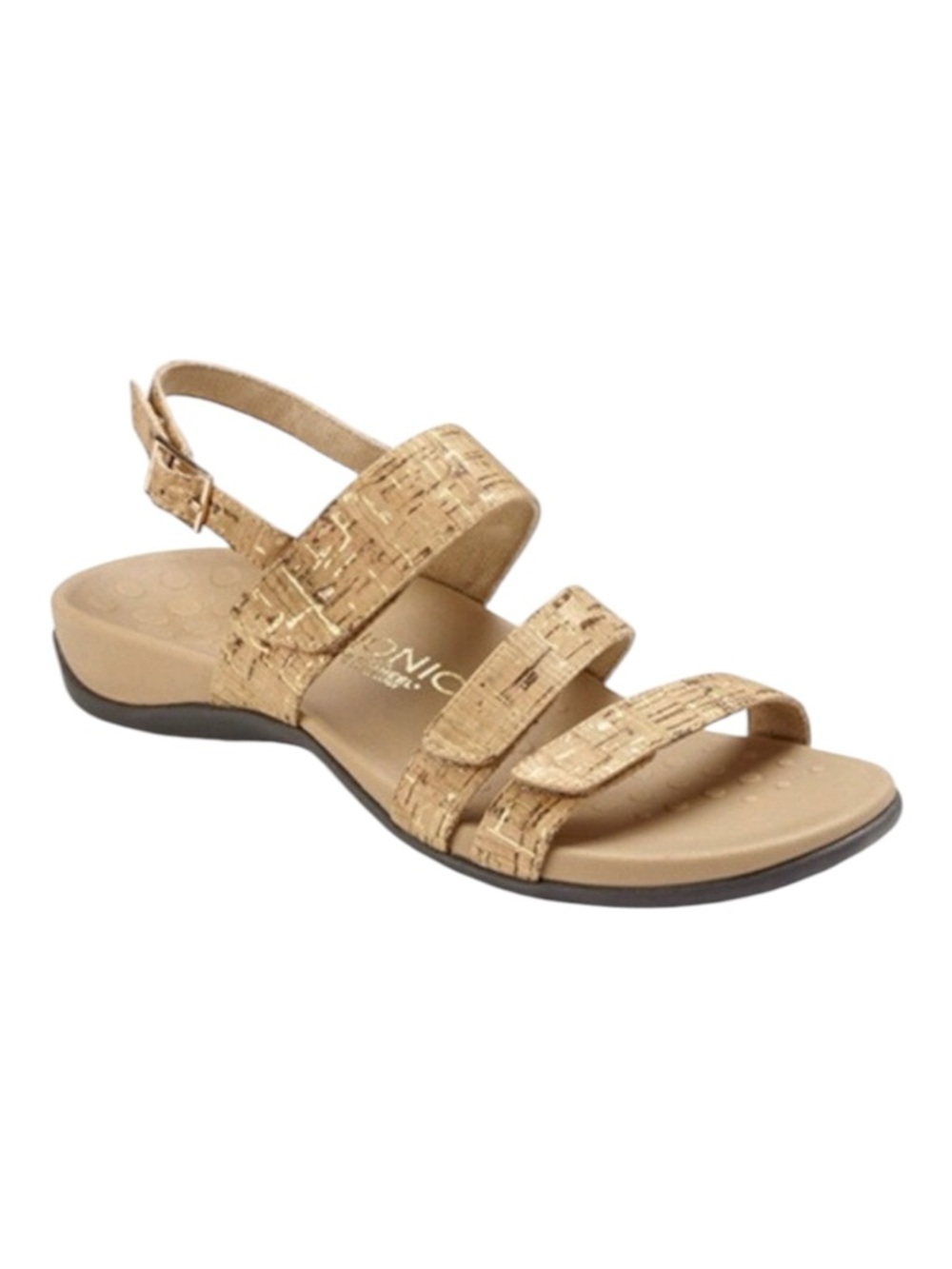 NEW Vionic Teagan Sandals Natural Cork Gold, Adjustable Straps, size 9